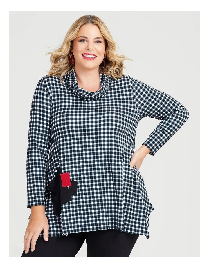 Natural Multi Checker Top Black/white Check image 1