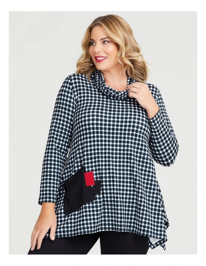 Natural Multi Checker Top Black/white Check image 3
