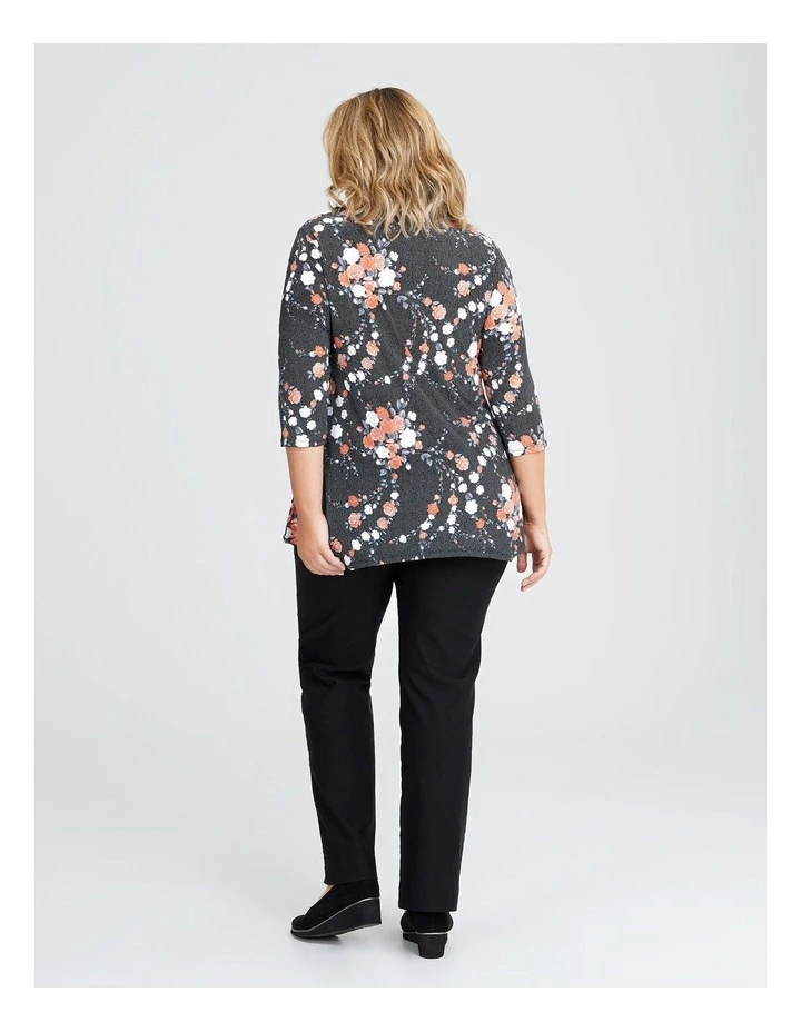 Taylor Spot Floral Print Top in Black Orange Floral image 2