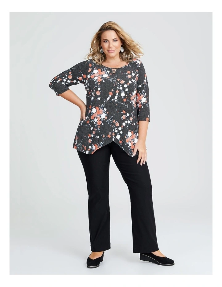 Taylor Spot Floral Print Top in Black Orange Floral image 4