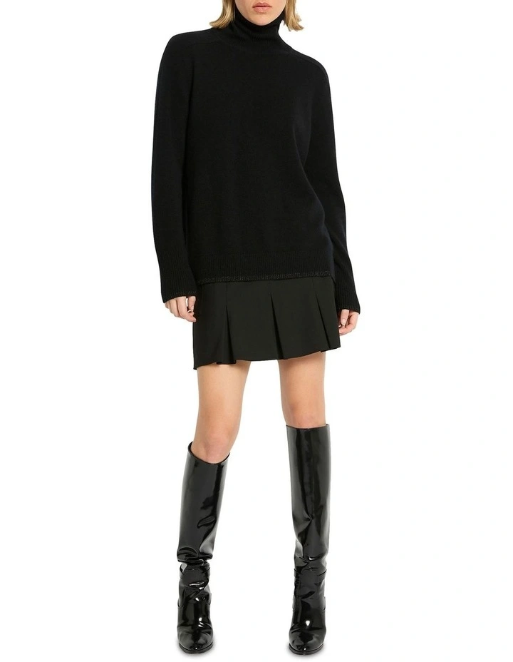 Moda Hi Low Cashmere Turtleneck in Black image 2
