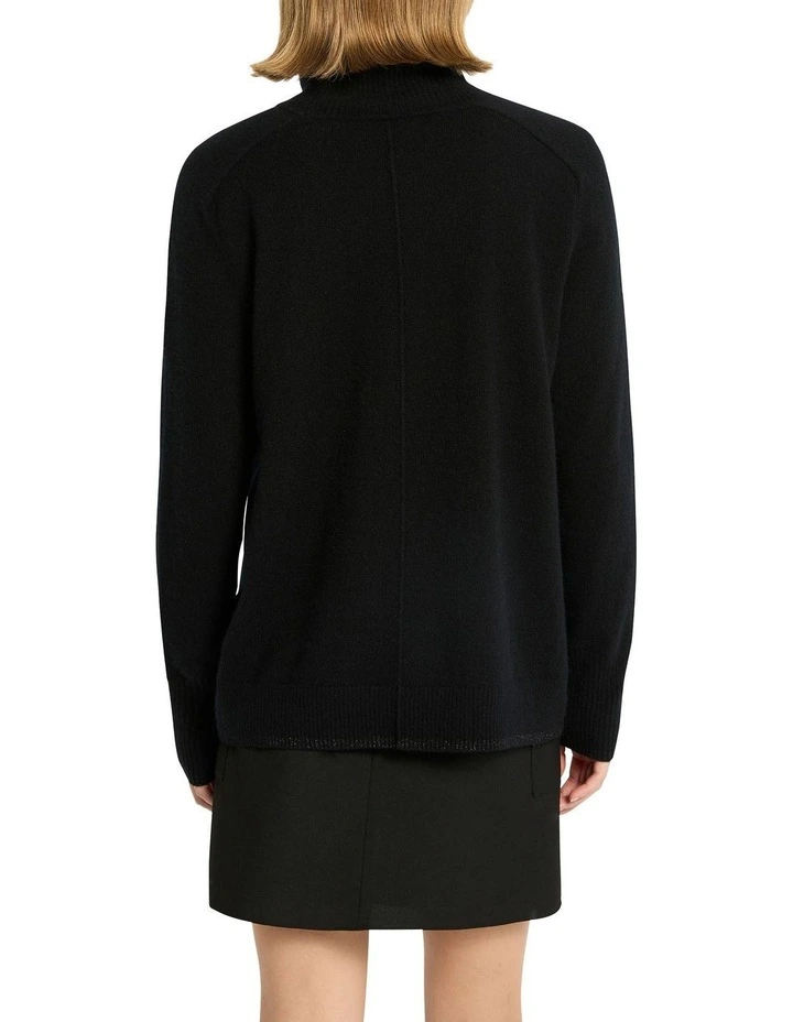 Moda Hi Low Cashmere Turtleneck in Black image 5