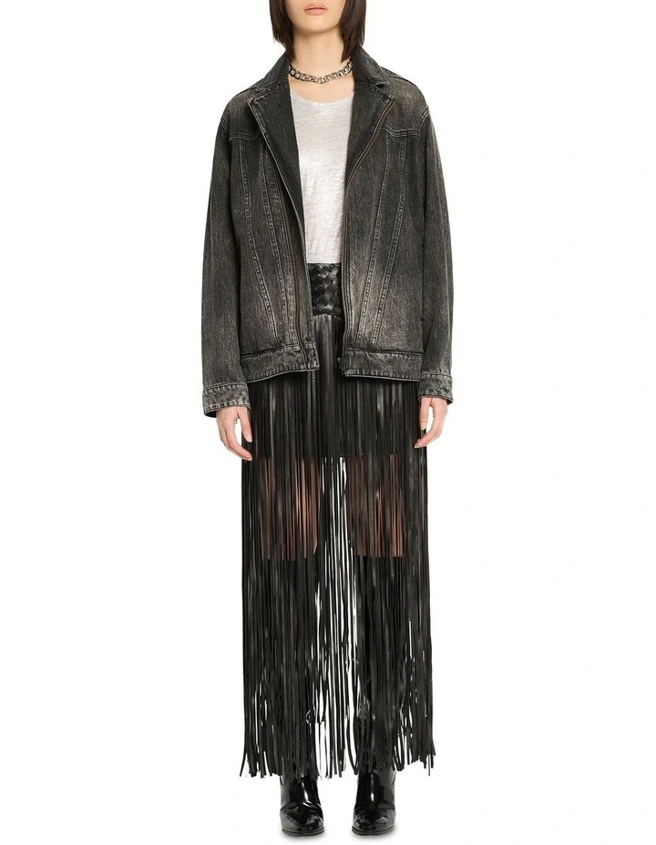 Revival Denim Biker Jacket in Washed Black image 3