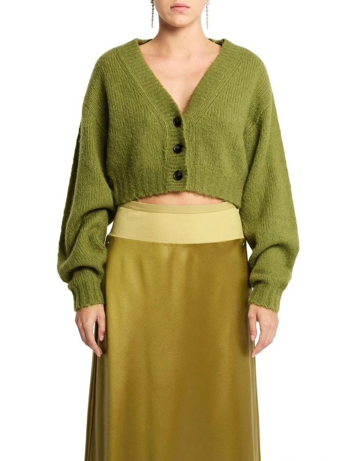 Estilo Cashmere Blend Cardigan in Pear Green image 1