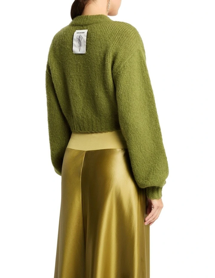 Estilo Cashmere Blend Cardigan in Pear Green image 2