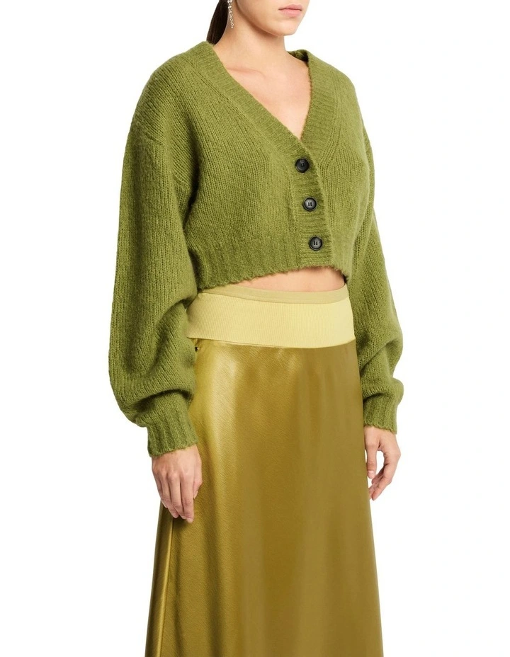 Estilo Cashmere Blend Cardigan in Pear Green image 3