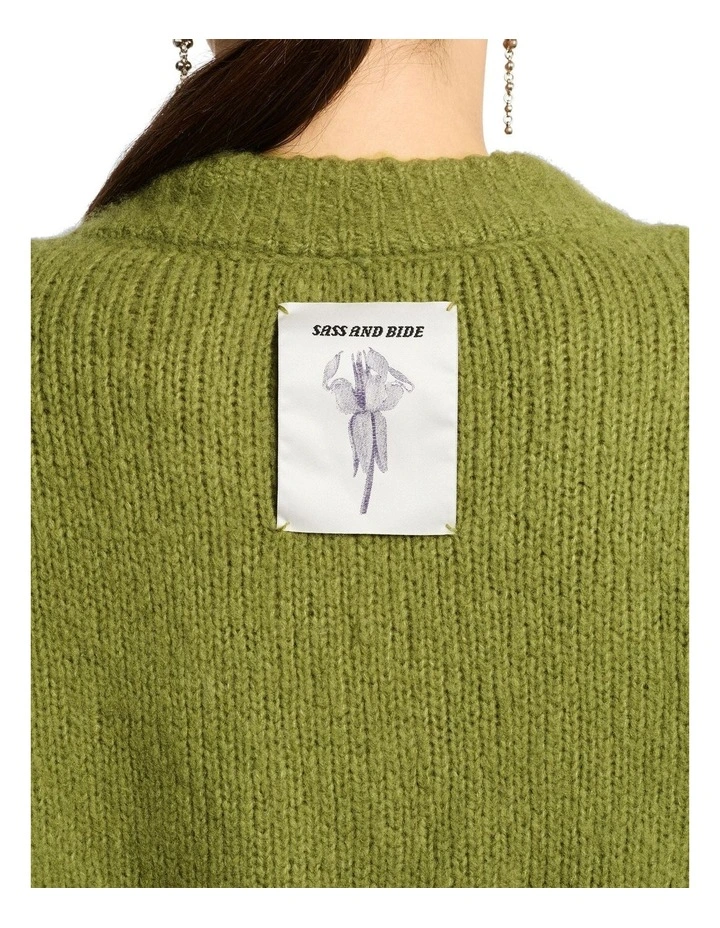 Estilo Cashmere Blend Cardigan in Pear Green image 4