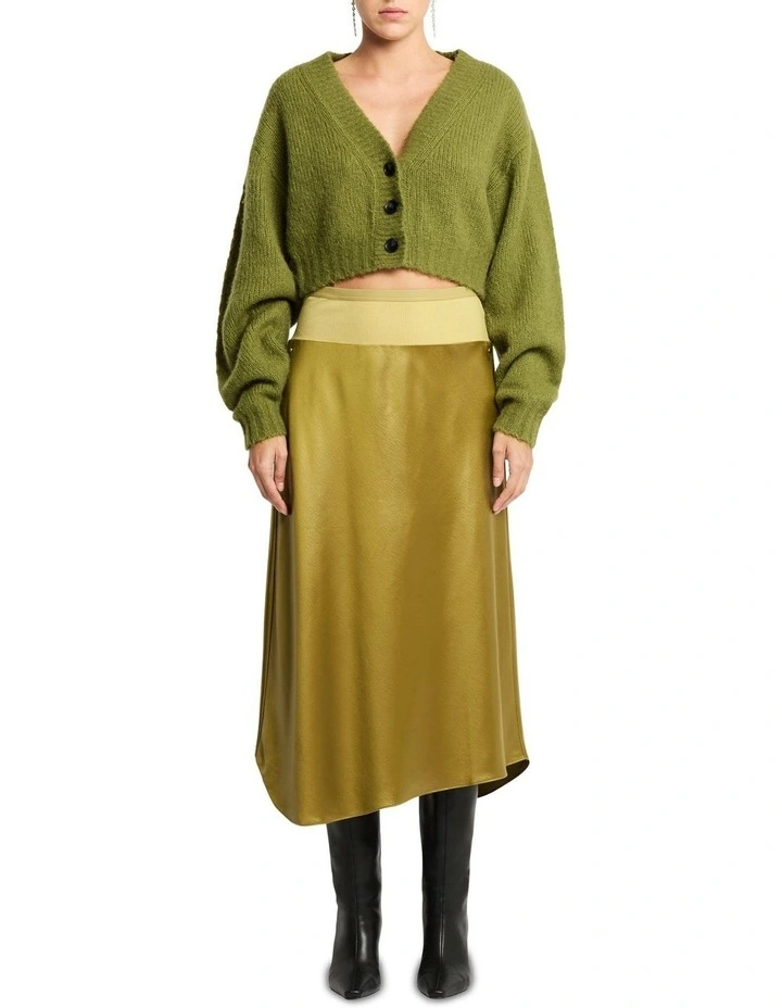 Estilo Cashmere Blend Cardigan in Pear Green image 5