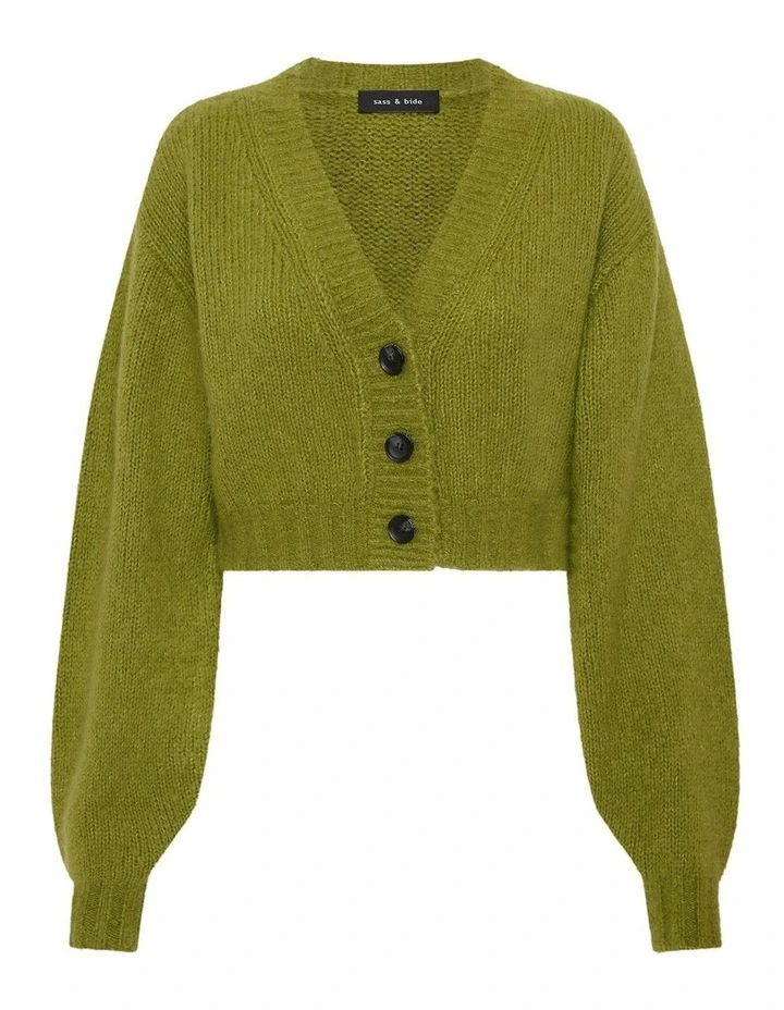 Estilo Cashmere Blend Cardigan in Pear Green image 6
