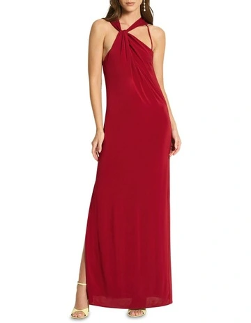 Night Jazz Strap Dress in Dark Red