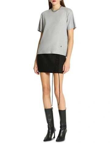 Heist Embellished Tee in Grey Marle
