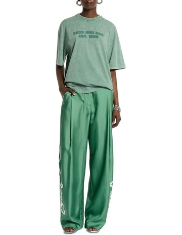 Revue Silk Pant in Thyme Green
