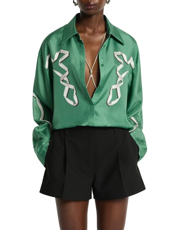 Revue Silk Shirt in Green image 1