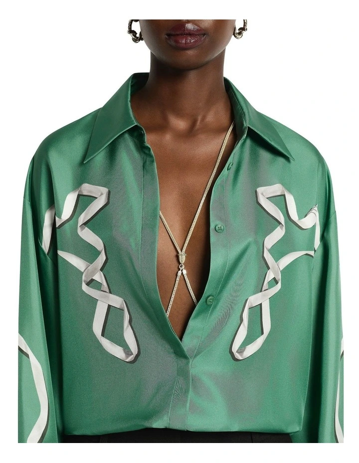 Revue Silk Shirt in Green image 4