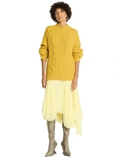 Juniper Cable Knit Jumper in Lemon Zest