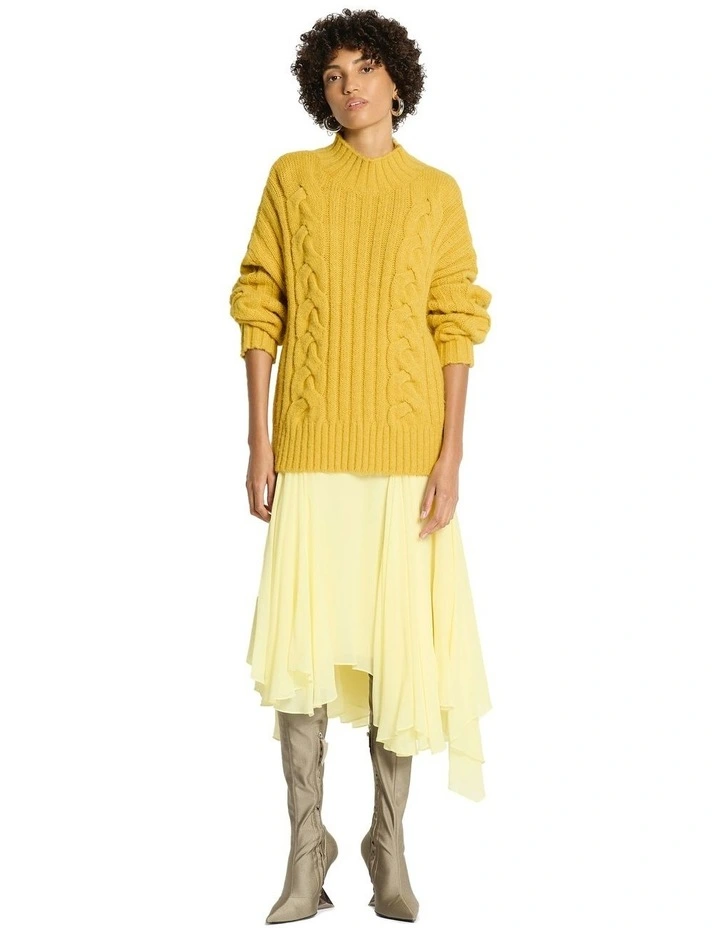 Juniper Cable Knit Jumper in Lemon Zest image 1