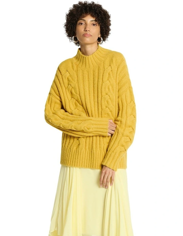 Juniper Cable Knit Jumper in Lemon Zest image 4