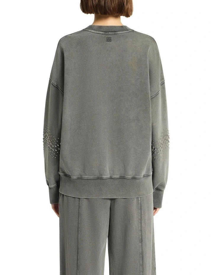 Raceway Embellished Sweatshirt in Grey image 2