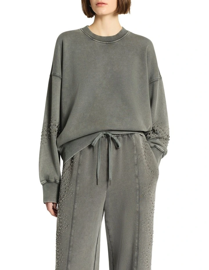 Raceway Embellished Sweatshirt in Grey image 3