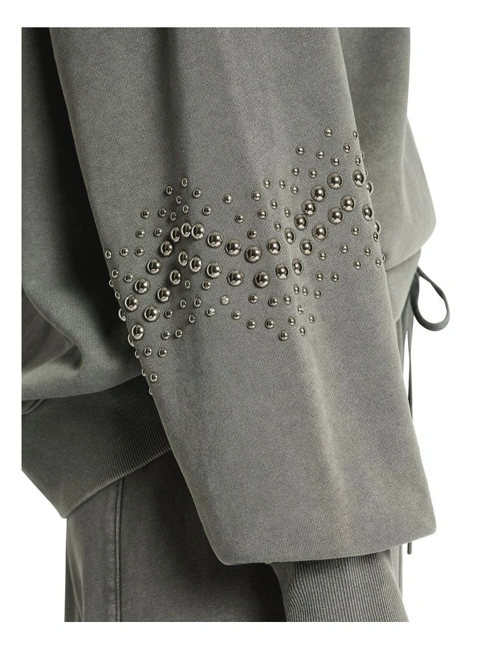 Raceway Embellished Sweatshirt in Grey image 4