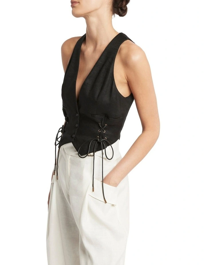 Festival Bliss Fitted Waistcoat Vest Black image 3