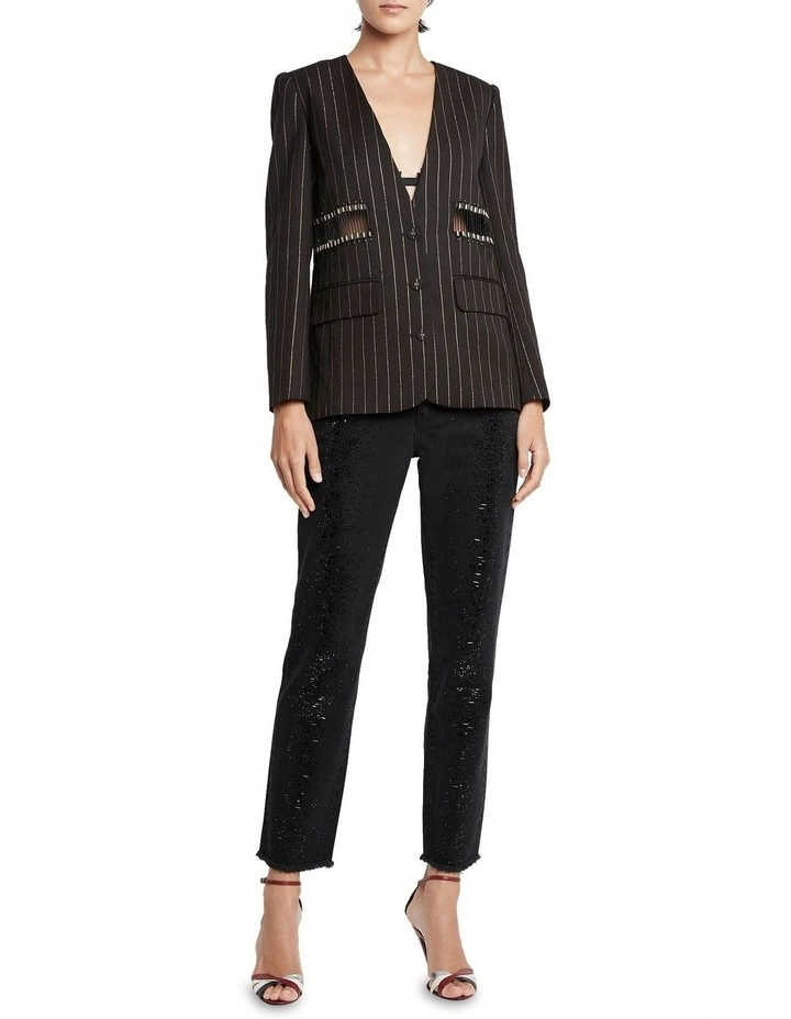 Rock And Roll Pin Stripe Blazer Black image 1