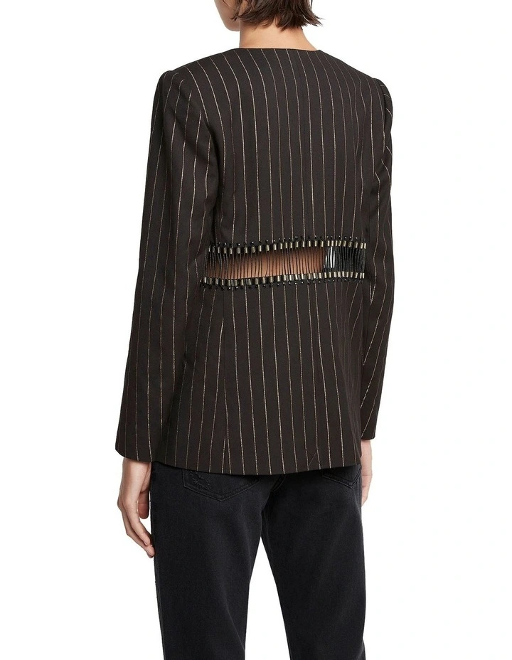Rock And Roll Pin Stripe Blazer Black image 2