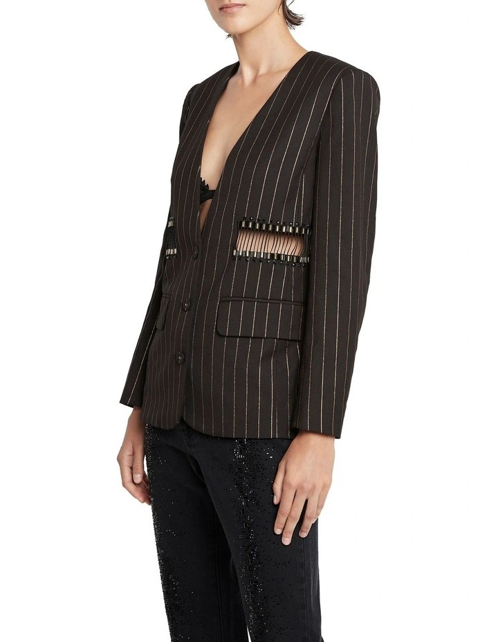 Rock And Roll Pin Stripe Blazer Black image 3