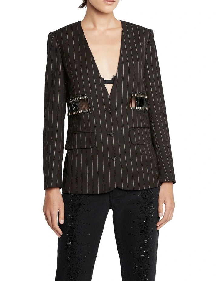 Rock And Roll Pin Stripe Blazer Black image 4