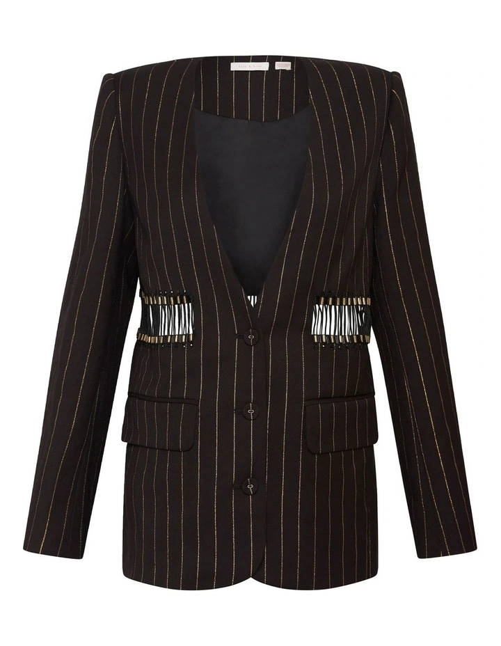 Rock And Roll Pin Stripe Blazer Black image 6