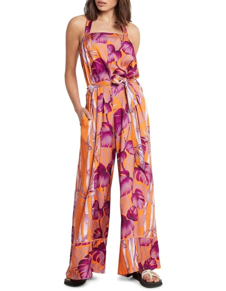 Monsteria Moments Halter Neck Jumpsuit in Orange Multi image 1