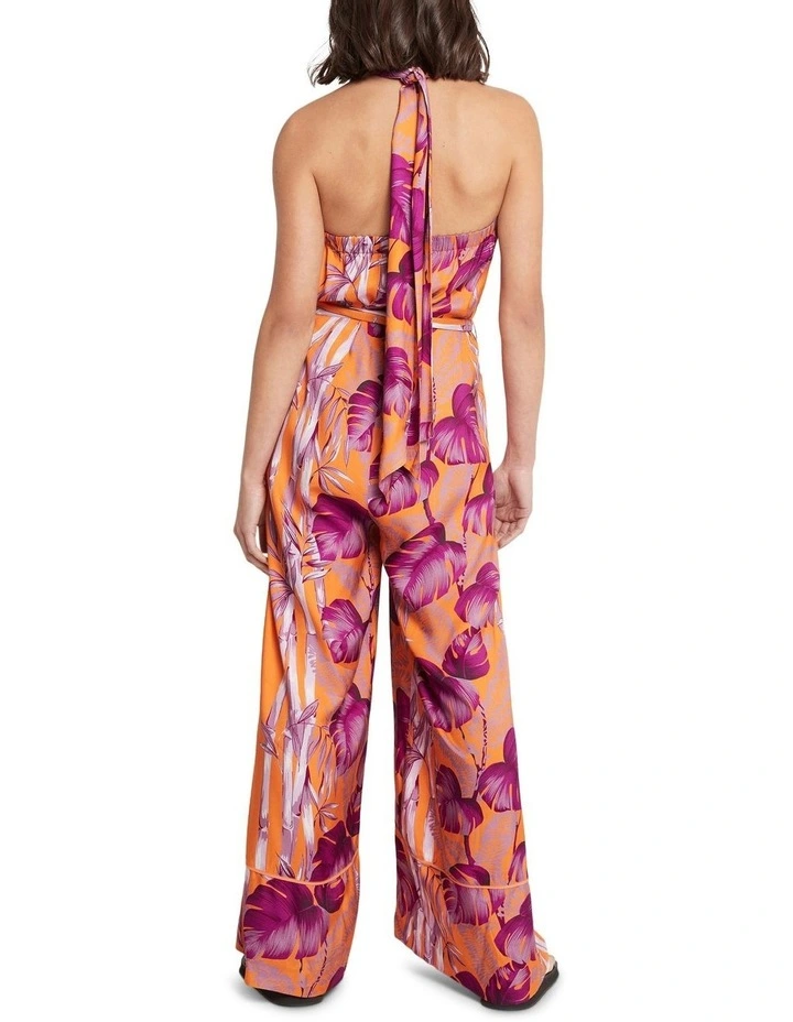 Monsteria Moments Halter Neck Jumpsuit in Orange Multi image 2