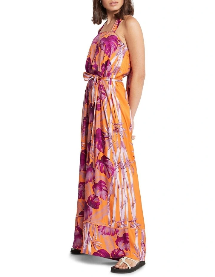 Monsteria Moments Halter Neck Jumpsuit in Orange Multi image 3