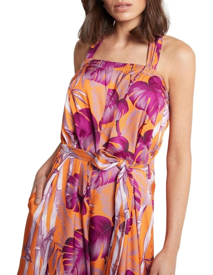 Monsteria Moments Halter Neck Jumpsuit in Orange Multi image 4
