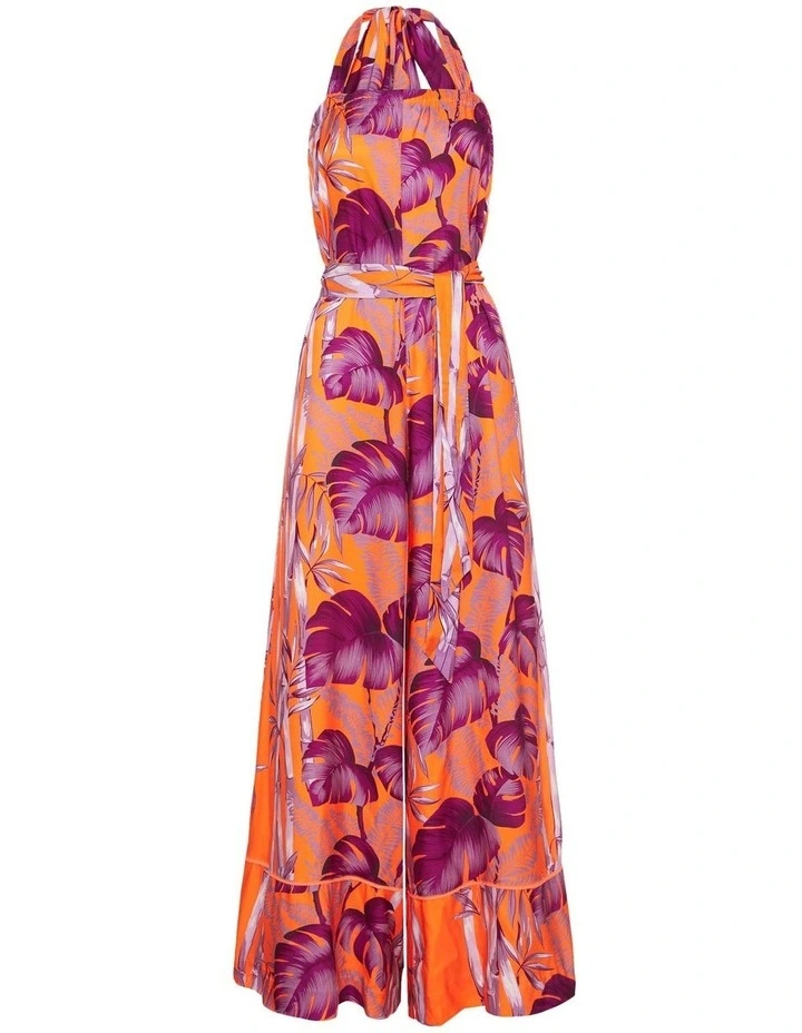 Monsteria Moments Halter Neck Jumpsuit in Orange Multi image 5
