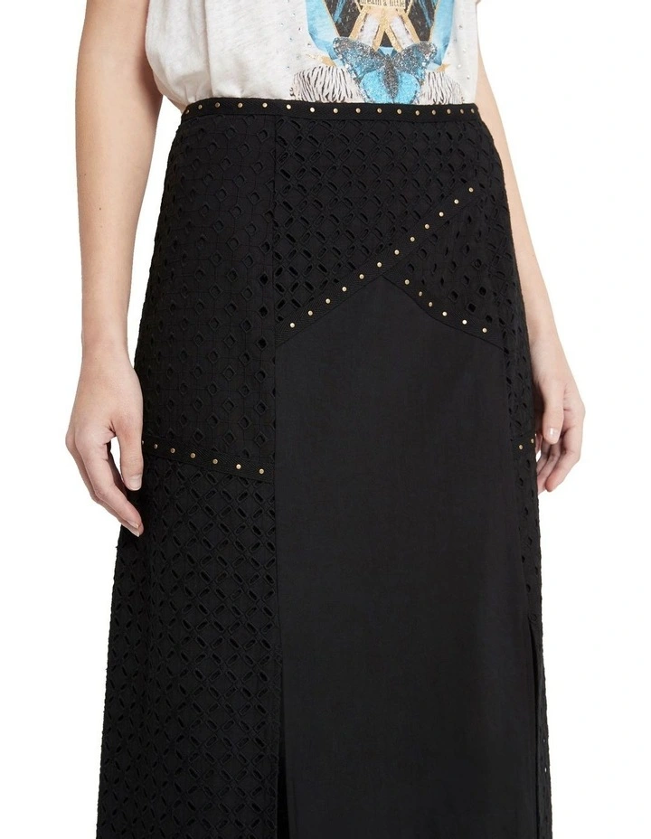 Cry Baby Studded Skirt in Black image 5