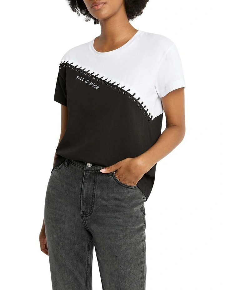 Rebel Rush Eyelet Relaxed Fit Tee in Black/White image 3