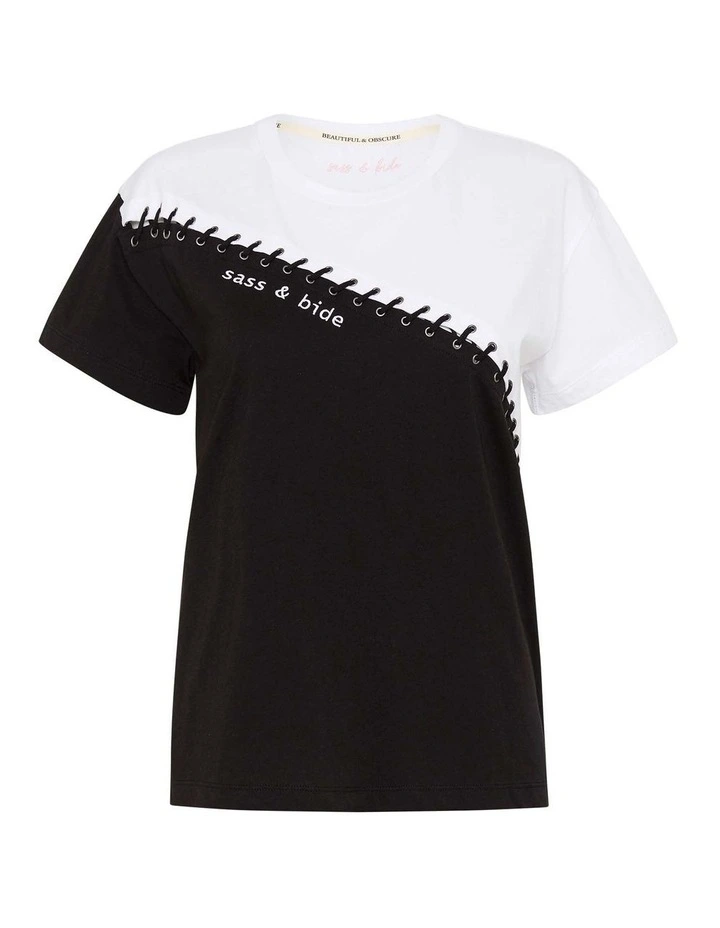 Rebel Rush Eyelet Relaxed Fit Tee in Black/White image 6