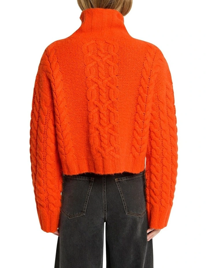 Deluxe Cable Knit Sweater in Orange image 2