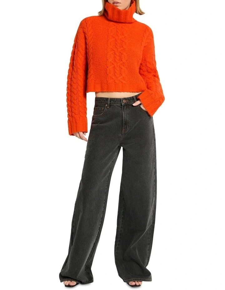 Deluxe Cable Knit Sweater in Orange image 3