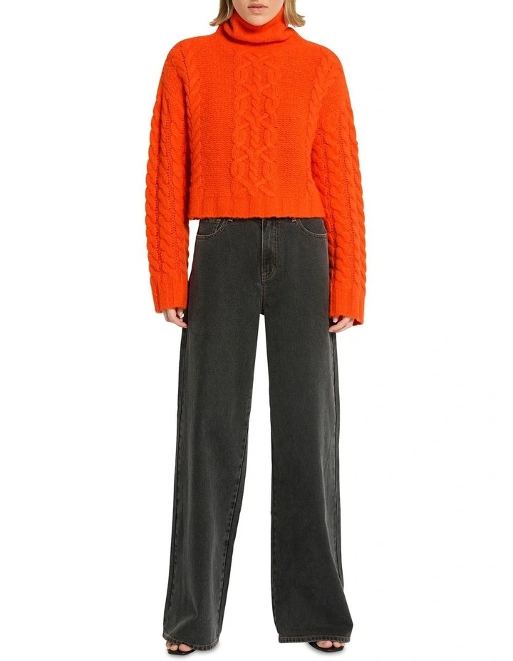 Deluxe Cable Knit Sweater in Orange image 6