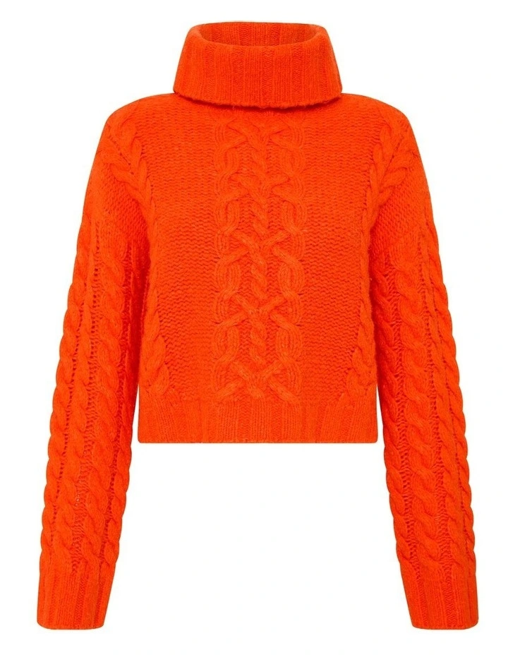Deluxe Cable Knit Sweater in Orange image 7