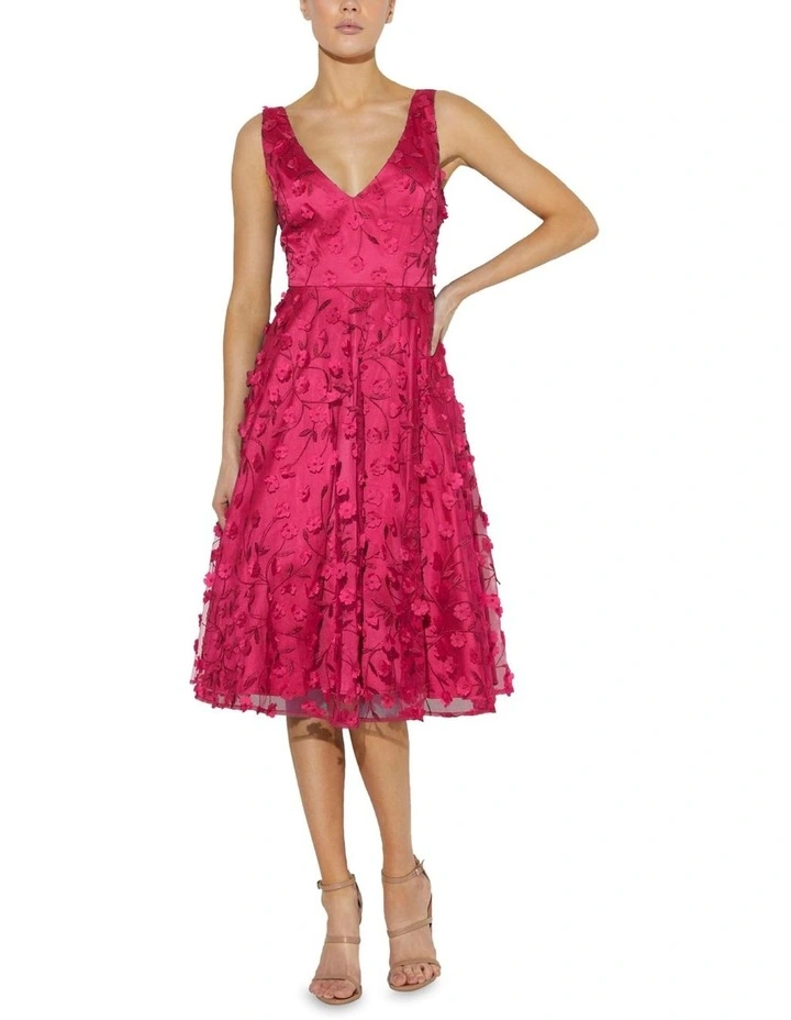 Kelsey Lace Applique Dress in Hot Pink image 1