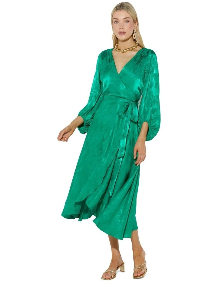 Emme Jacquard Dress in Emerald image 1
