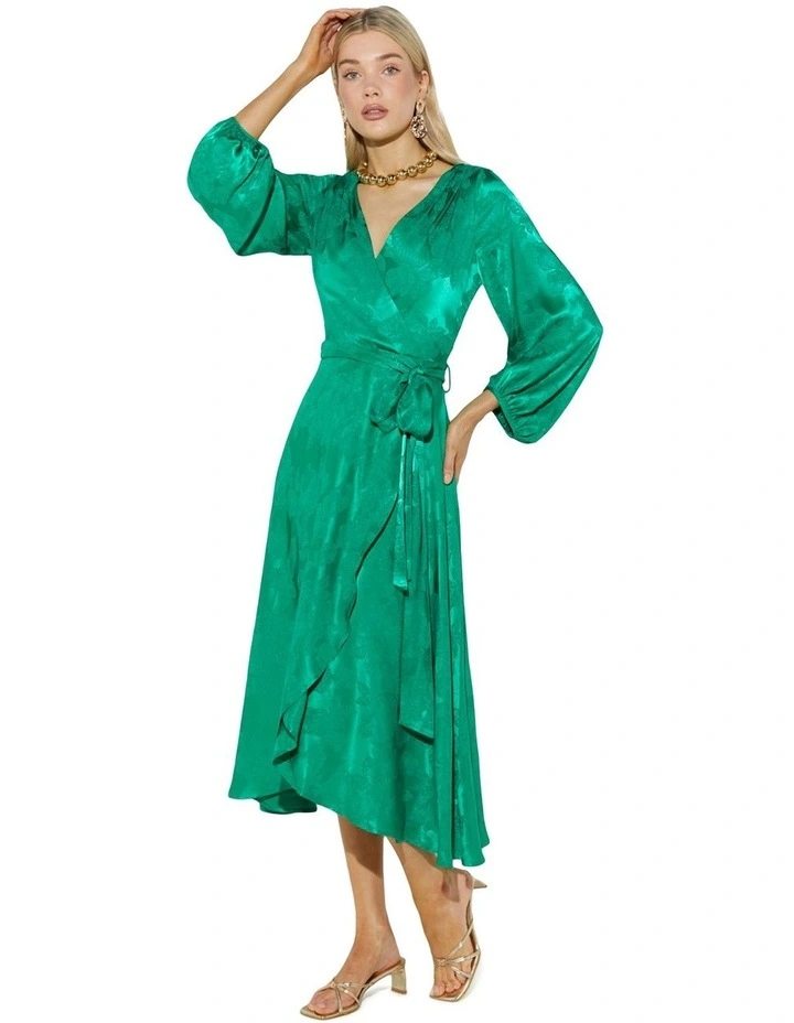 Emme Jacquard Dress in Emerald image 2