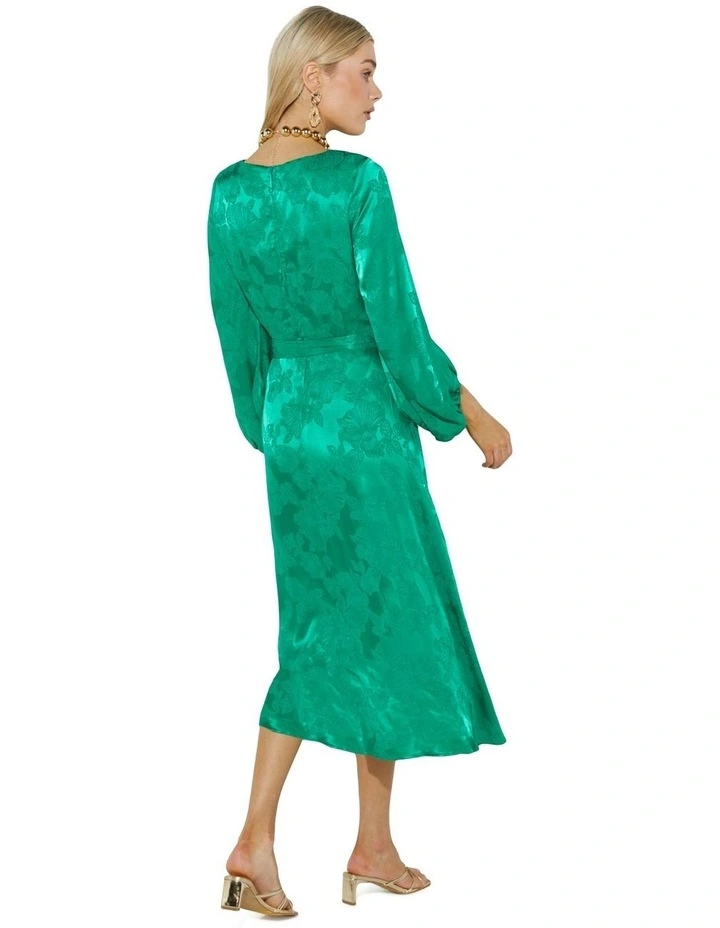 Emme Jacquard Dress in Emerald image 3