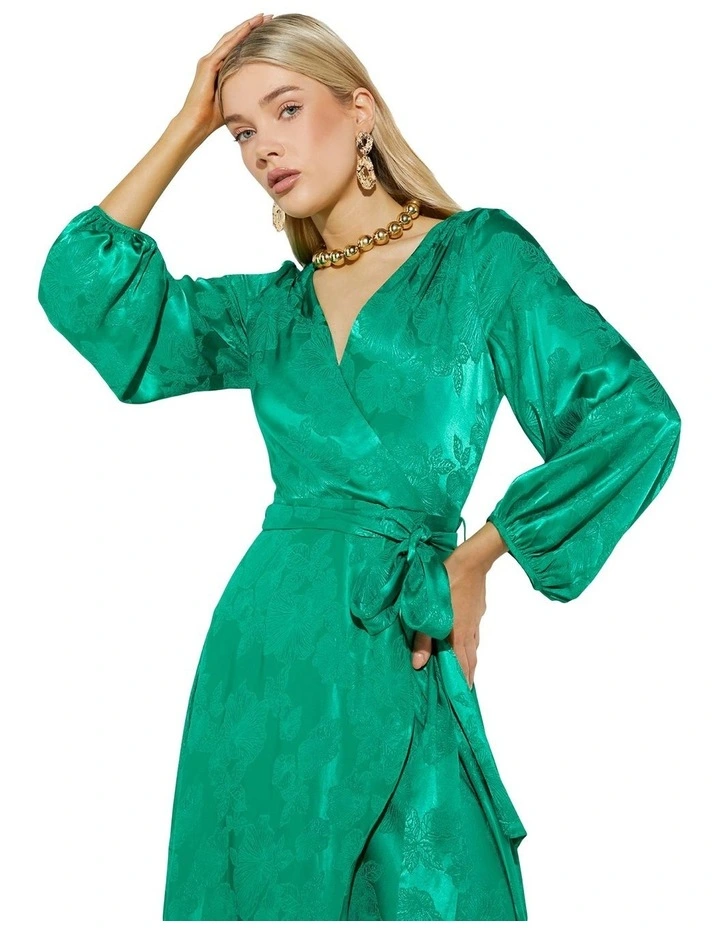 Emme Jacquard Dress in Emerald image 5