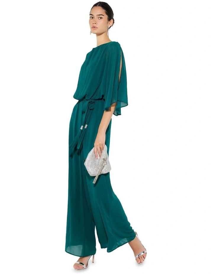Lucien Chiffon Jumpsuit in Emerald image 2