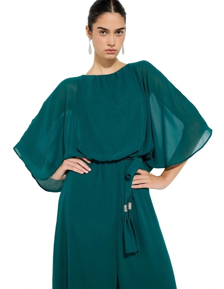 Lucien Chiffon Jumpsuit in Emerald image 3