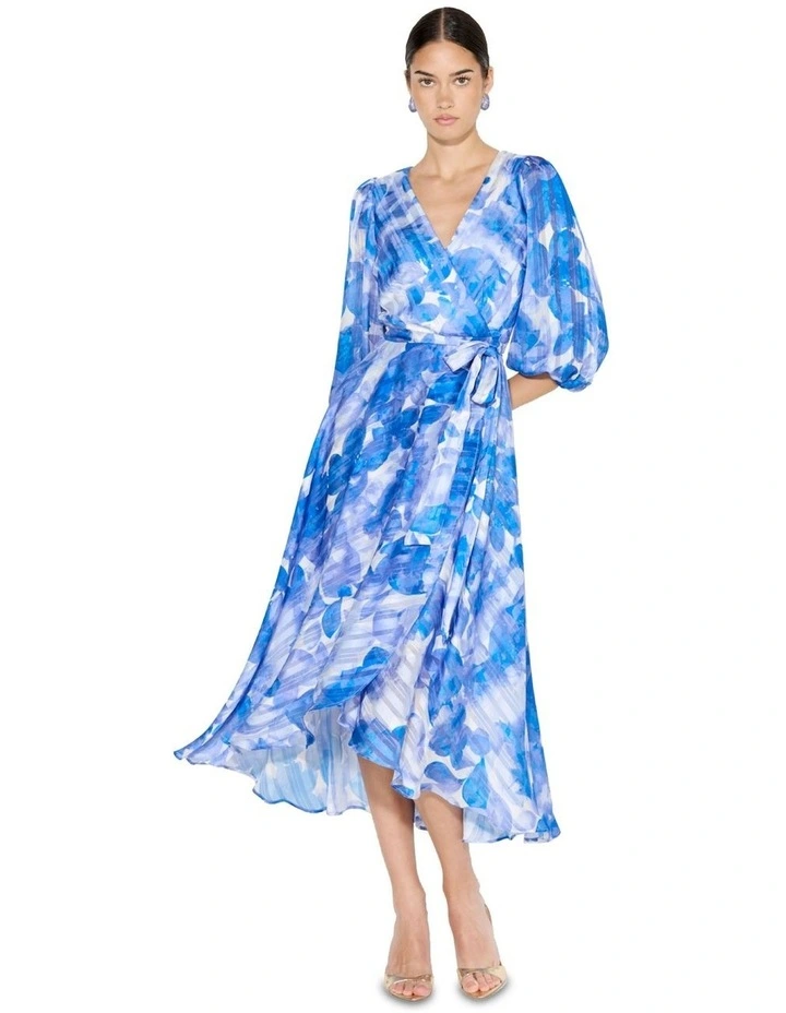 Salina Sapphire Print Dress in Blue image 1